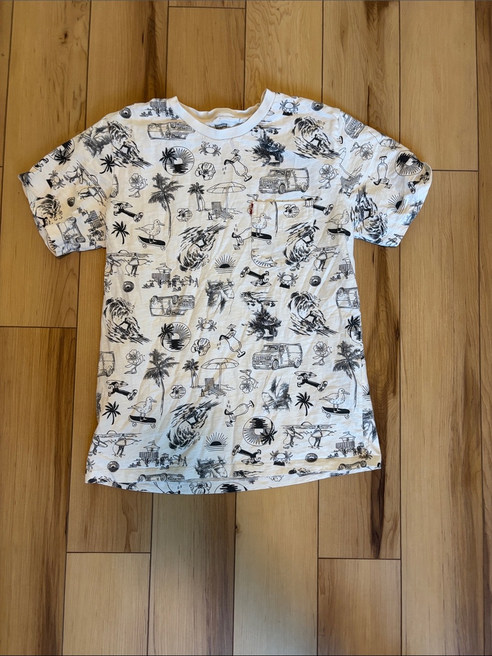 White Kids' Graphic Beach Print Tee